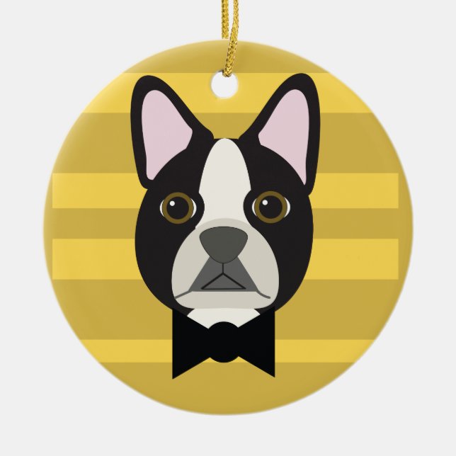 Boston Terrier Keramik Ornament (Vorne)