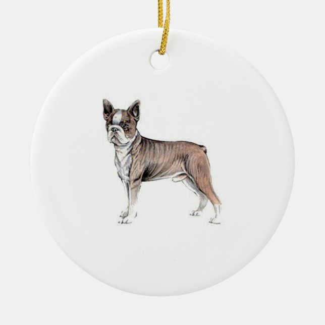 Boston Terrier Keramik Ornament (Vorne)