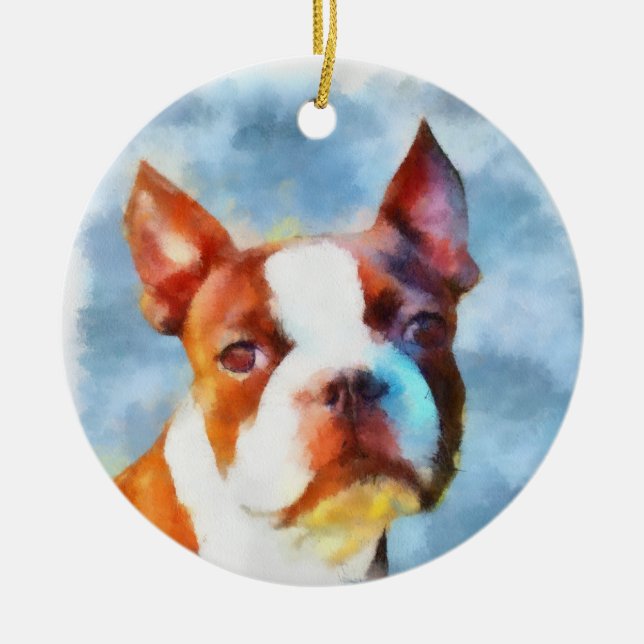 Boston Terrier Keramikornament (Vorne)
