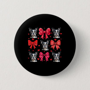 Boston Terrier Kokette Schleife Welpe Hund Mama Va Button