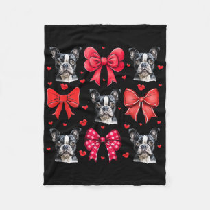 Boston Terrier Kokette Schleife Welpe Hund Mama Va Fleecedecke