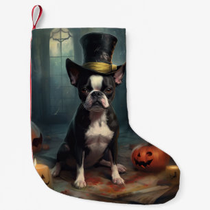 Boston Terrier Kürbisse Halloween Gruselig Kleiner Weihnachtsstrumpf