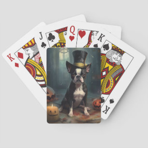 Boston Terrier Kürbisse Halloween Gruselig Spielkarten