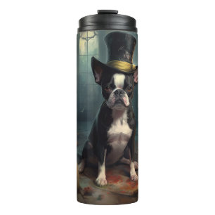 Boston Terrier Kürbisse Halloween Gruselig Thermosbecher