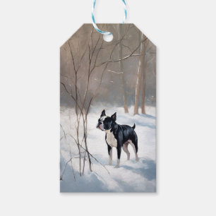 Boston Terrier Lass es schneien Weihnachten Geschenkanhänger