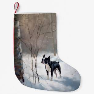 Boston Terrier Lass es schneien Weihnachten Kleiner Weihnachtsstrumpf