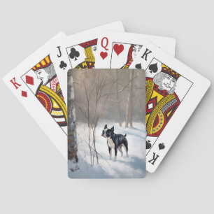 Boston Terrier Lass es schneien Weihnachten Spielkarten