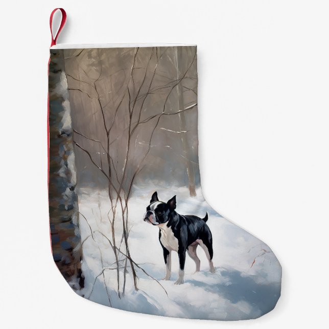 Boston Terrier lässt es Weihnachten Kleiner Weihnachtsstrumpf (Vorderseite)