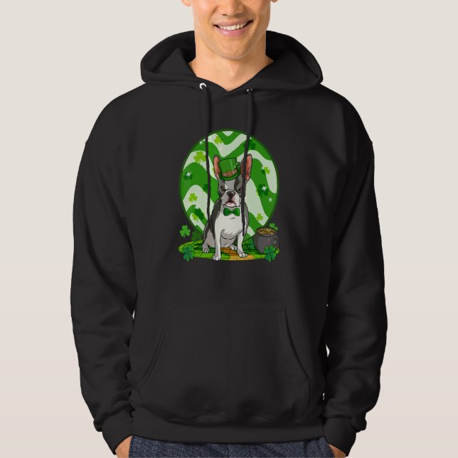 Boston Terrier Leprechaun Dog St  Patricks Day Luc Hoodie (Vorderseite)