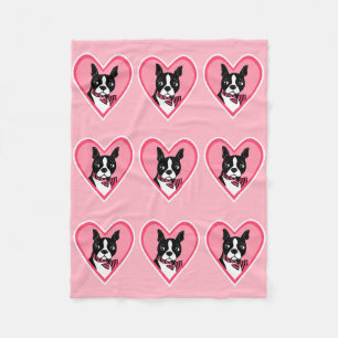 Boston-Terrier-Liebe-Herz-Muster-Fleece-Decke Fleecedecke