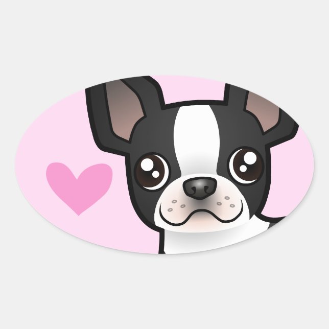 Boston Terrier Liebe Ovaler Aufkleber (Vorderseite)