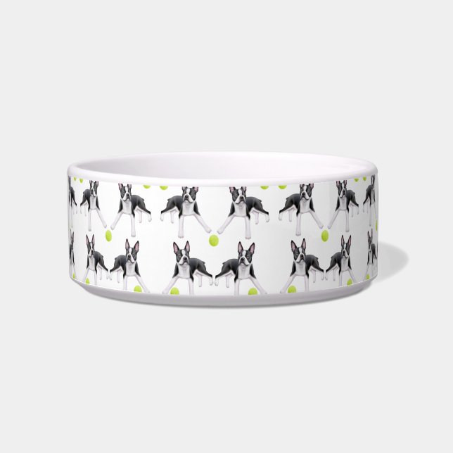 Boston-Terrier-Liebe-Tennis-Ball-Haustier-Schüssel Napf (Vorderseite)