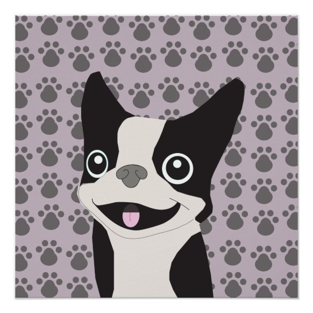 Boston Terrier, Lila Flieder Poster (Vorderseite)