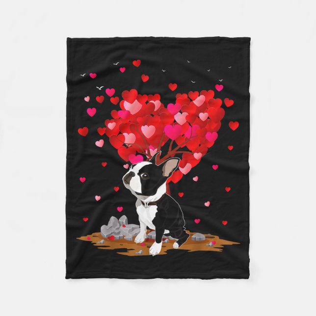 Boston Terrier Lover Heart Shape Boston Terrier Va Fleecedecke (Vorderseite)
