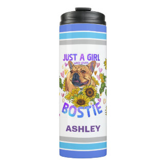 Boston Terrier Lover Sonnenblumentrainer Floral Thermosbecher