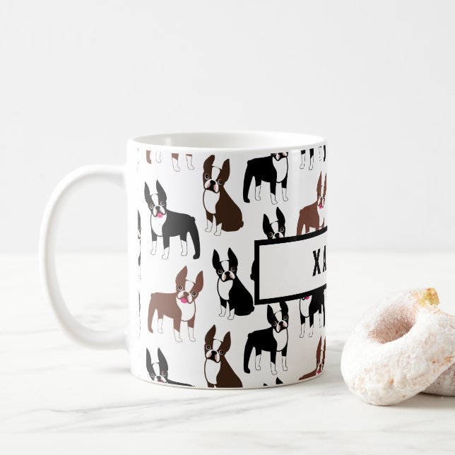 Boston Terrier Mama oder Vater Name Kaffeebezeichn Kaffeetasse (Mit Donut)