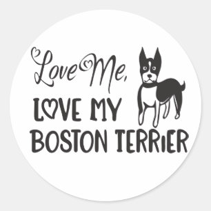 Boston Terrier Mama Papa Welpen Hundeliebhaber Runder Aufkleber