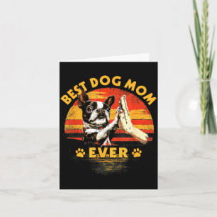 Boston Terrier Mama Retro-Sonnenuntergang lustiger Karte