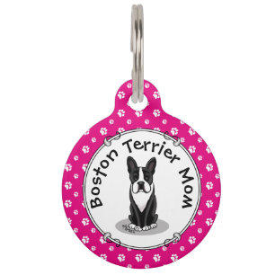 Boston Terrier Mama (schwarz) - Niedlicher Hund Haustiermarke
