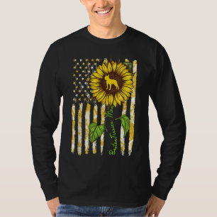 Boston Terrier Mama Sunflower American Flag Hund T-Shirt