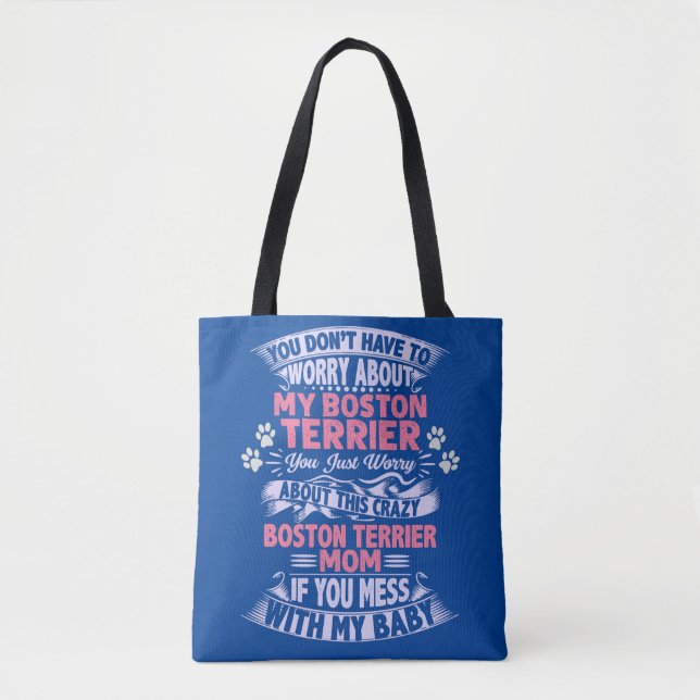 "Boston Terrier" Mama Tote Bag. Tasche (Vorderseite)