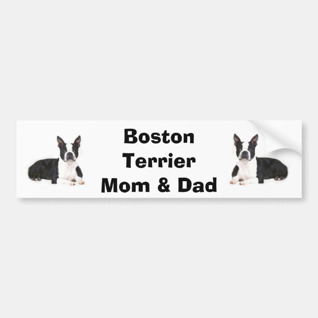 Boston-Terrier-Mama-u. Vater-Autoaufkleber Autoaufkleber (Vorne)