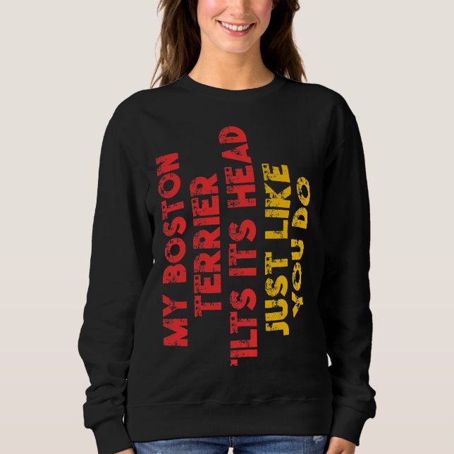 Boston Terrier Mama Vater Funny Dog Eigentümer Sweatshirt (Vorderseite)