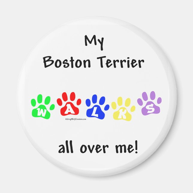 Boston Terrier marche partout sur moi - Magnet (Devant)