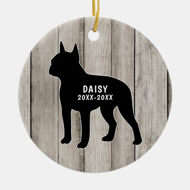 Boston Terrier Memorial Keramik Ornament (Vorne)