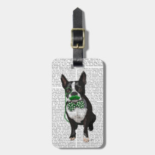 Boston Terrier mit grünem Mustache und Spott Gepäckanhänger