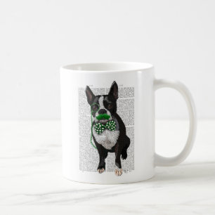 Boston Terrier mit grünem Schnurrbart und Spott 2 Kaffeetasse