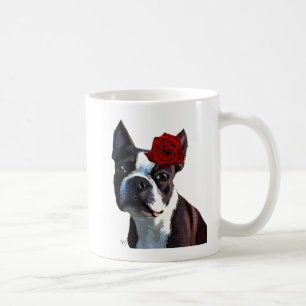 Boston-Terrier mit Rose auf Kopf Kaffeetasse