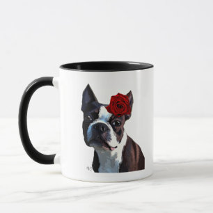 Boston Terrier mit Rose auf Nummer 2 Tasse