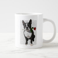 Boston Terrier mit Rose im Mund