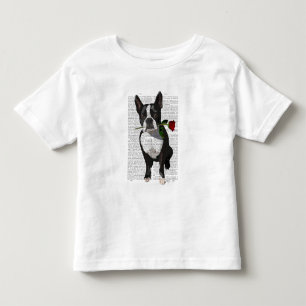 Boston Terrier mit Rose in Mouth Kleinkind T-shirt