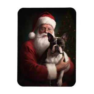 Boston Terrier mit Santa Claus Festive Weihnachten Magnet