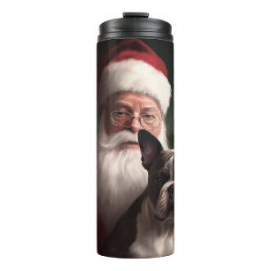 Boston Terrier mit Santa Claus Festive Weihnachten Thermosbecher