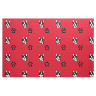 Boston Terrier mit Tatzen-Baumwollgewebe Stoff