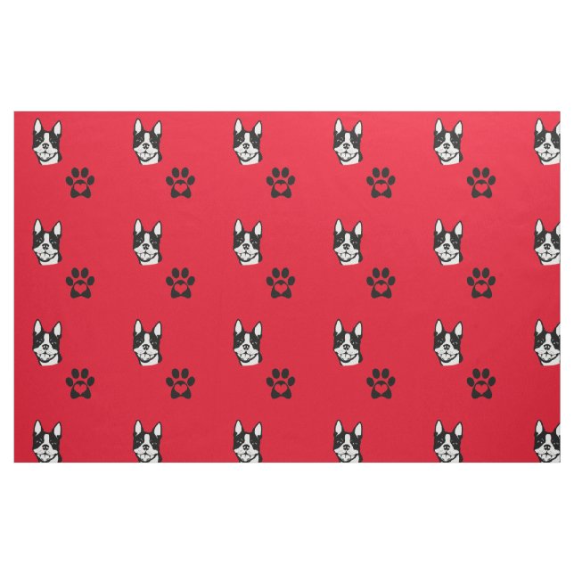 Boston Terrier mit Tatzen-Baumwollgewebe Stoff (Fat Quarter (45,7 x 55,9 cm))