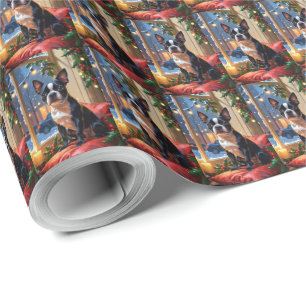 Boston Terrier mit Weihnachtsbeleuchtung Urlaub Geschenkpapier