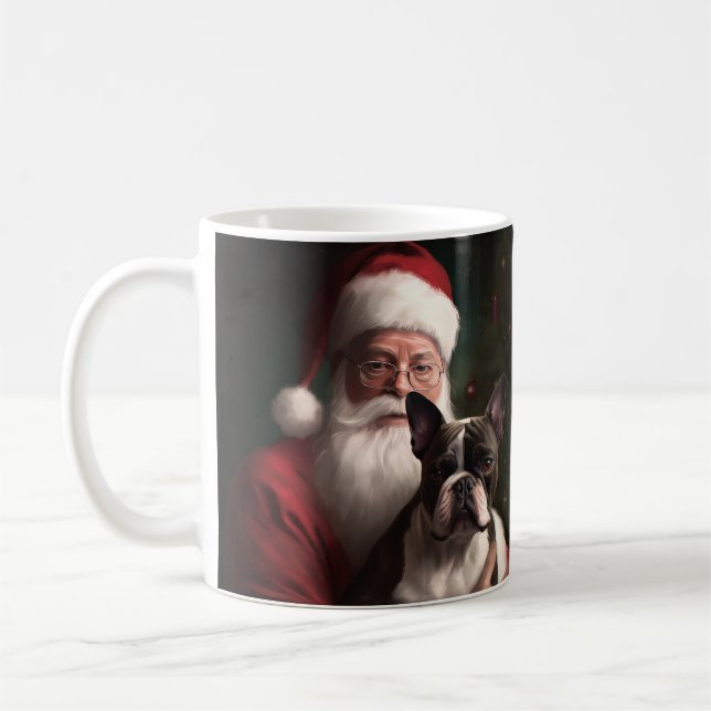 Boston Terrier mit Weihnachtsmann Weihnachten Kaffeetasse (Links)