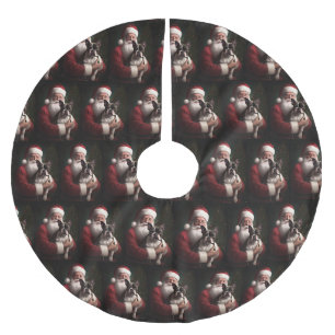 Boston Terrier mit Weihnachtsmann Weihnachten Polyester Weihnachtsbaumdecke