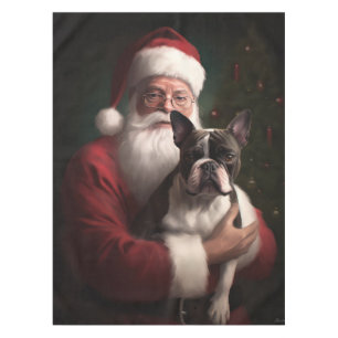 Boston Terrier mit Weihnachtsmann Weihnachten Tischdecke