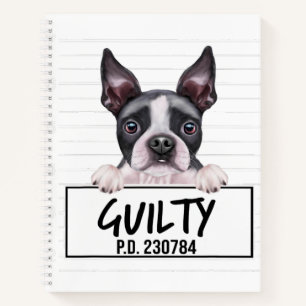 Boston Terrier Mugshot Guilty Dog Notizbuch