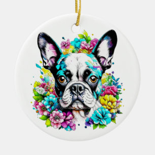 Boston Terrier Mutter Pfotenabdruck Keramik Ornament