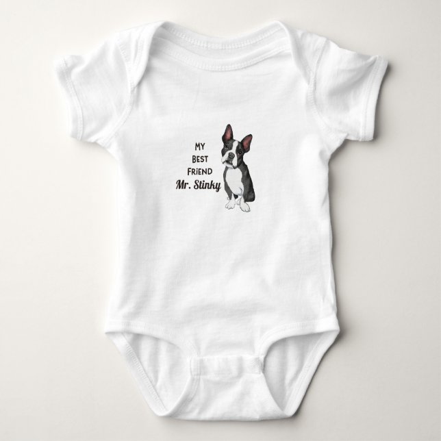 Boston Terrier My Best Friend Individuelle Name Ba Baby Strampler (Vorderseite)