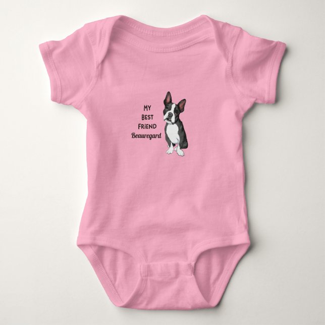 Boston Terrier My Best Friend Individuelle Name Pi Baby Strampler (Vorderseite)