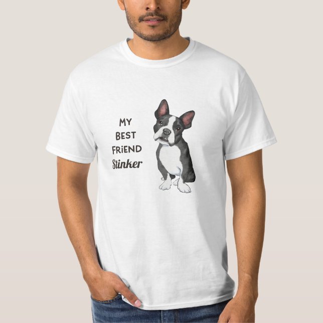 Boston Terrier My Best Friend Individuelle Name T  T-Shirt (Vorderseite)