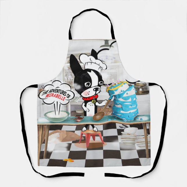 Boston Terrier nagelte es Schürze Mirabelle (Vorderseite)