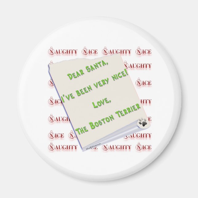 Boston Terrier Naughty oder Nice - Magnet (Vorne)